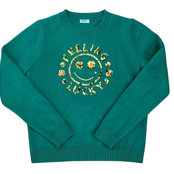 Feeling Lucky St Patrick's Day Sweater Green and Gold Size XL - Picture 1 of 6